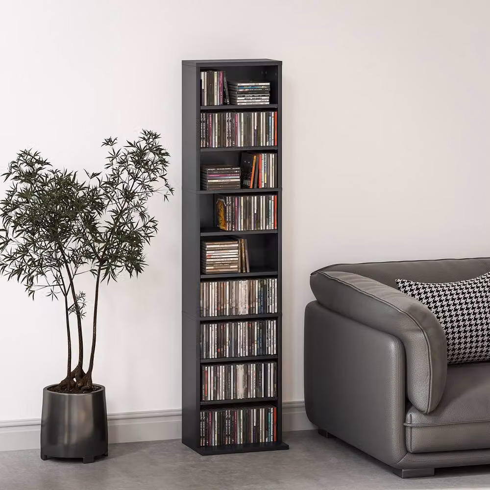 STILVORA Modern Media Storage Unit in Black with Adjustable Shelves and Media Compartments – 3