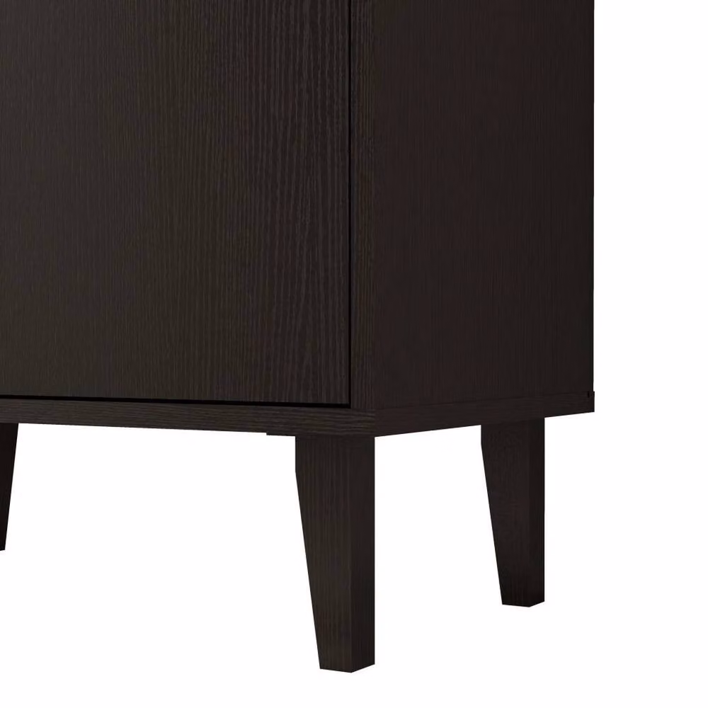 Hinsinc Modern Black Wood 2 Door Sideboard Storage Cabinet with Soft Close Drawers – 4