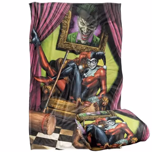 LOGOVISION Batman Harley Quinn Joker Portrait Super Soft Fleece Throw Blanket, Multicolour, W: 91 cm, D: 147 cm – 1