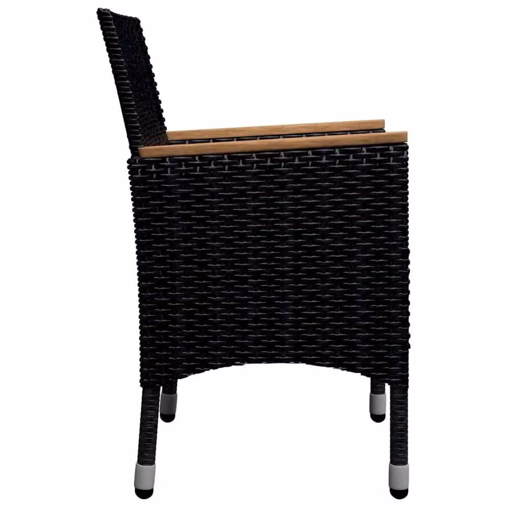 Berkfield Home Elegant 9 Piece Garden Dining Set in Black Poly Rattan and Tempered Glass – 4