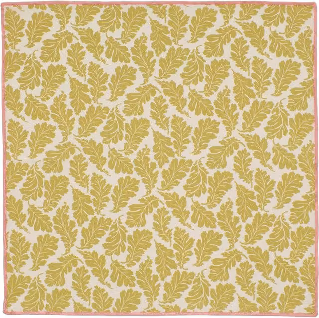 Land & Shore Multicolour Floral Cotton Napkins with Autumn Yellow and Pink Oak Leaf Design