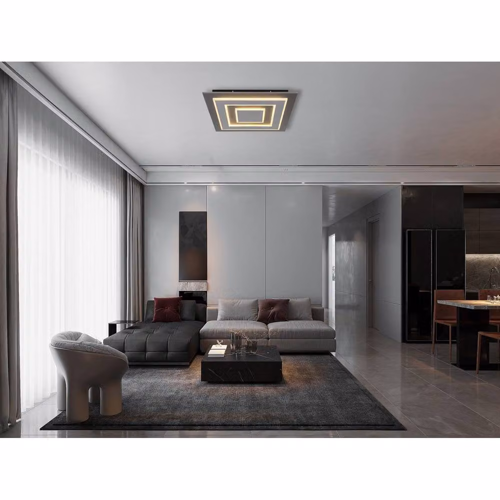 Netlighting Globo Lighting LED Ceiling Panel Light in Grey, 40 W, 840 lm, Warm White, W/D/H: 48 x 48 x 5.2 cm – 6