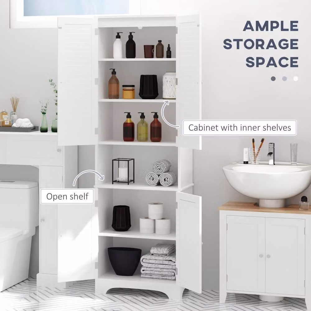 Wyld Haus Vihave Tall Bathroom Cabinet with Roll Shutter Doors in White – 4
