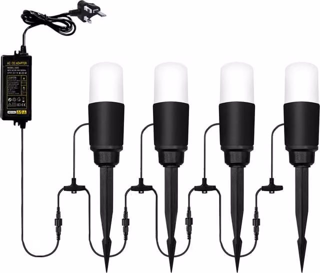 Litecraft Sitka Modern Black Outdoor Garden Pathway Ground Spike Accent Light Kit