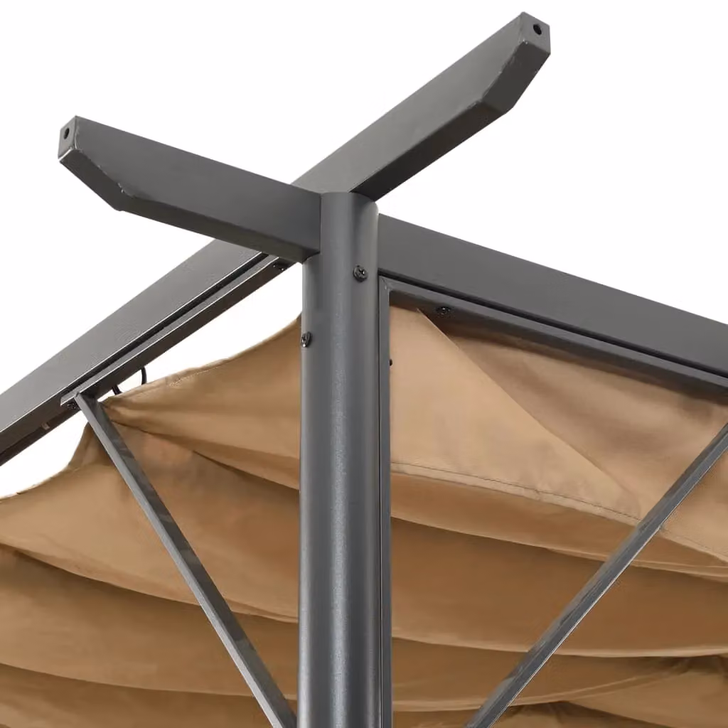 Berkfield Home Pergola with Retractable Roof in Beige, Steel and Polyester, W/D/H: 300 x 300 x 225 cm – 2