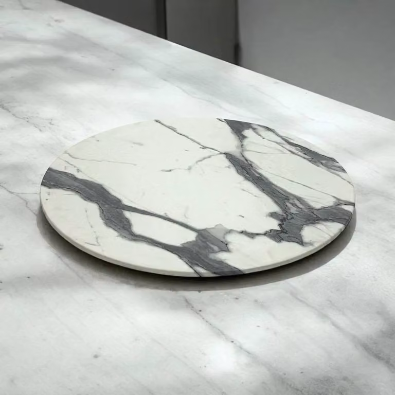 NESTLUNE White Marble Garden Table Top, Diameter: 70 cm