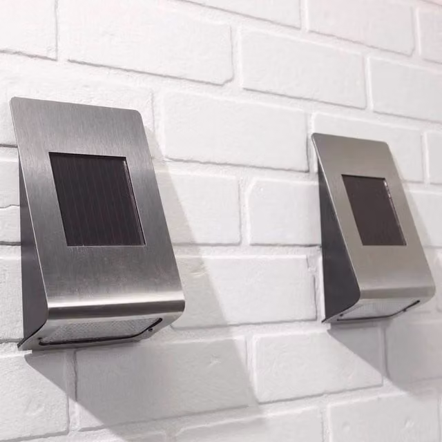 SPETLEK Super Bright Solar Powered Silver Wall and Fence Lights for Garden and Steps