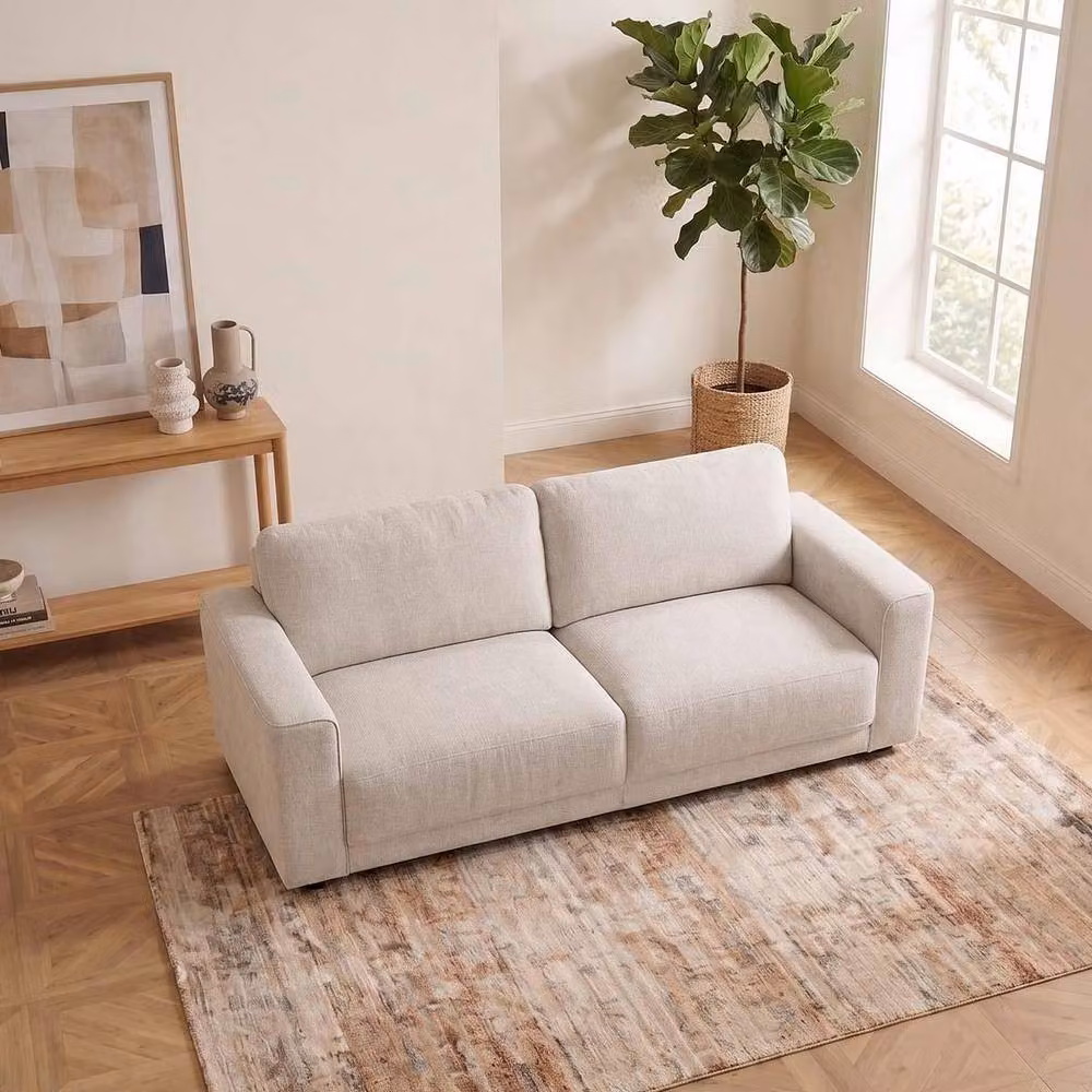 Furnishings For Less UK Melrose 3 + 2 Seater Sofa Suite in Beige Woven Fabric – 2