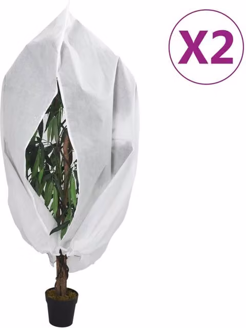 Berkfield Home Plant Fleece Covers with Zip, 2 Pack, White, W 155 cm x D 155 cm x H 155 cm