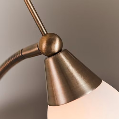 Netlighting Dimmable Task Table Lamp in Antique Brass and White Glass with G9 LED Bulb – 4
