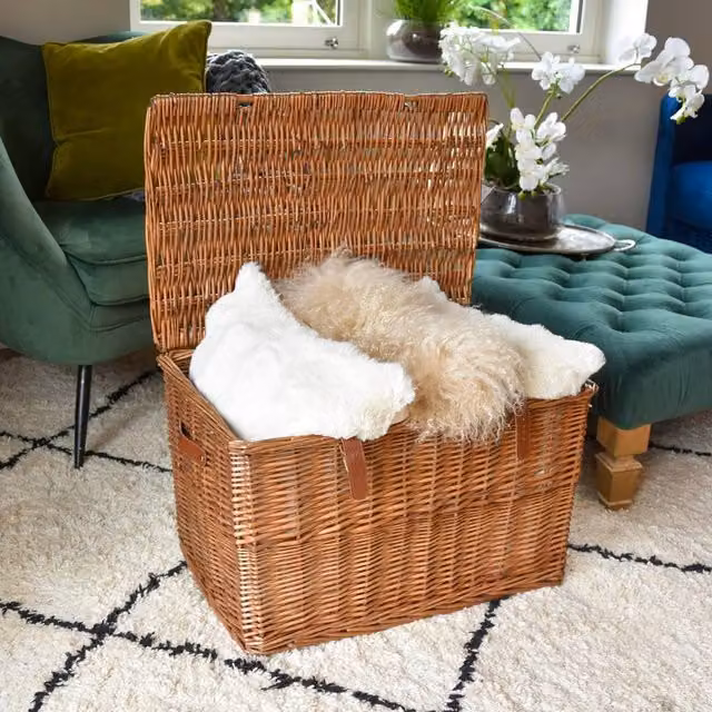 Madison & Mayfair Extra Large Luxury Wicker Hamper in Light Brown, W/D/H: 63 x 43 x 39 cm