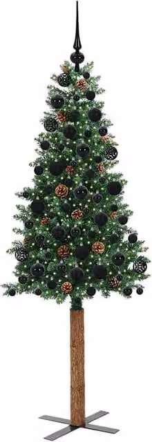 Berkfield Home Elegant Slim Green Christmas Tree, Height: 180 cm, PVC and Solid Pine Wood – 1