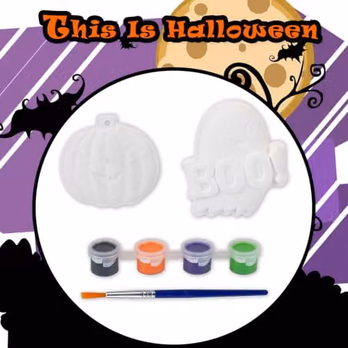 VFM e-Store Halloween Paint Your Own Decorations, 2 Pack, Multicolour and White – 7