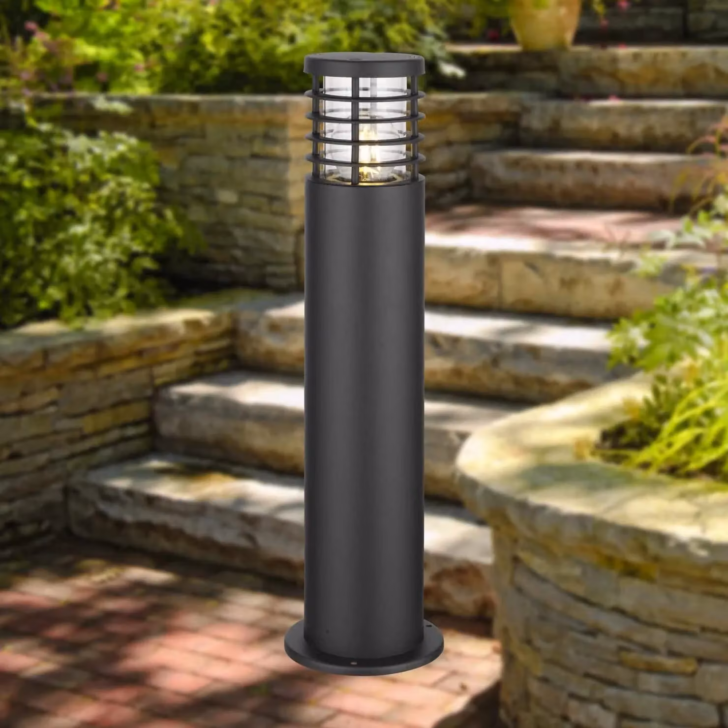 First Choice Lighting Bloom Black IP44 Dimmable LED Outdoor Post Light, Height: 50 cm – 3