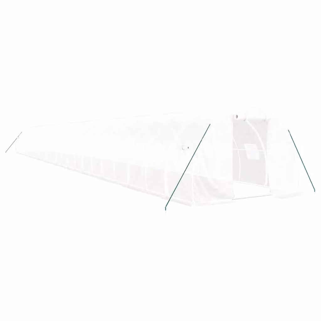 Berkfield Home Freestanding Steel Frame Greenhouse in White, W/D/H: 24 x 3 x 2 m – 2