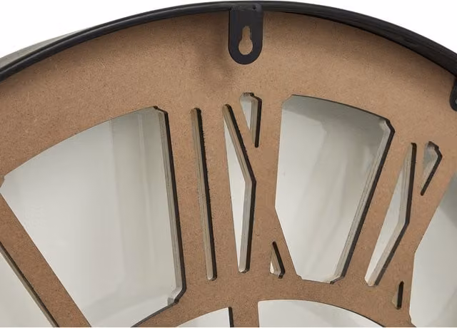 KDMK Modern Round Wooden Skeleton Wall Clock in White and Black, Diameter: 80 cm