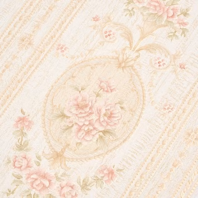 Livingandhome Vintage Floral Botanical Non-Woven Damask 3D Embossed Wallpaper Roll in Beige and White