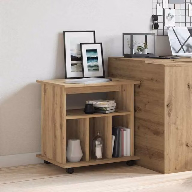 Berkfield Home Artisan Oak Rolling Cabinet in Brown, W/D/H: 60 x 45 x 60 cm – 1