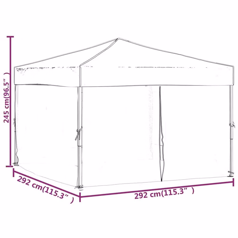 Berkfield Home Folding Party Tent with Sidewalls in Anthracite Grey, W/D/H: 300 x 300 x 245 cm – 4