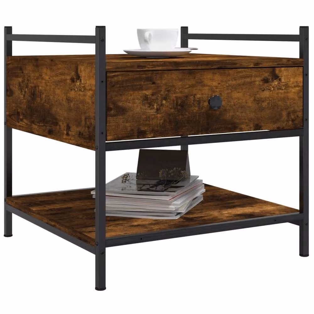 Berkfield Home Smoked Oak Coffee Table in Brown, W/D/H: 50 x 50 x 50 cm – 3