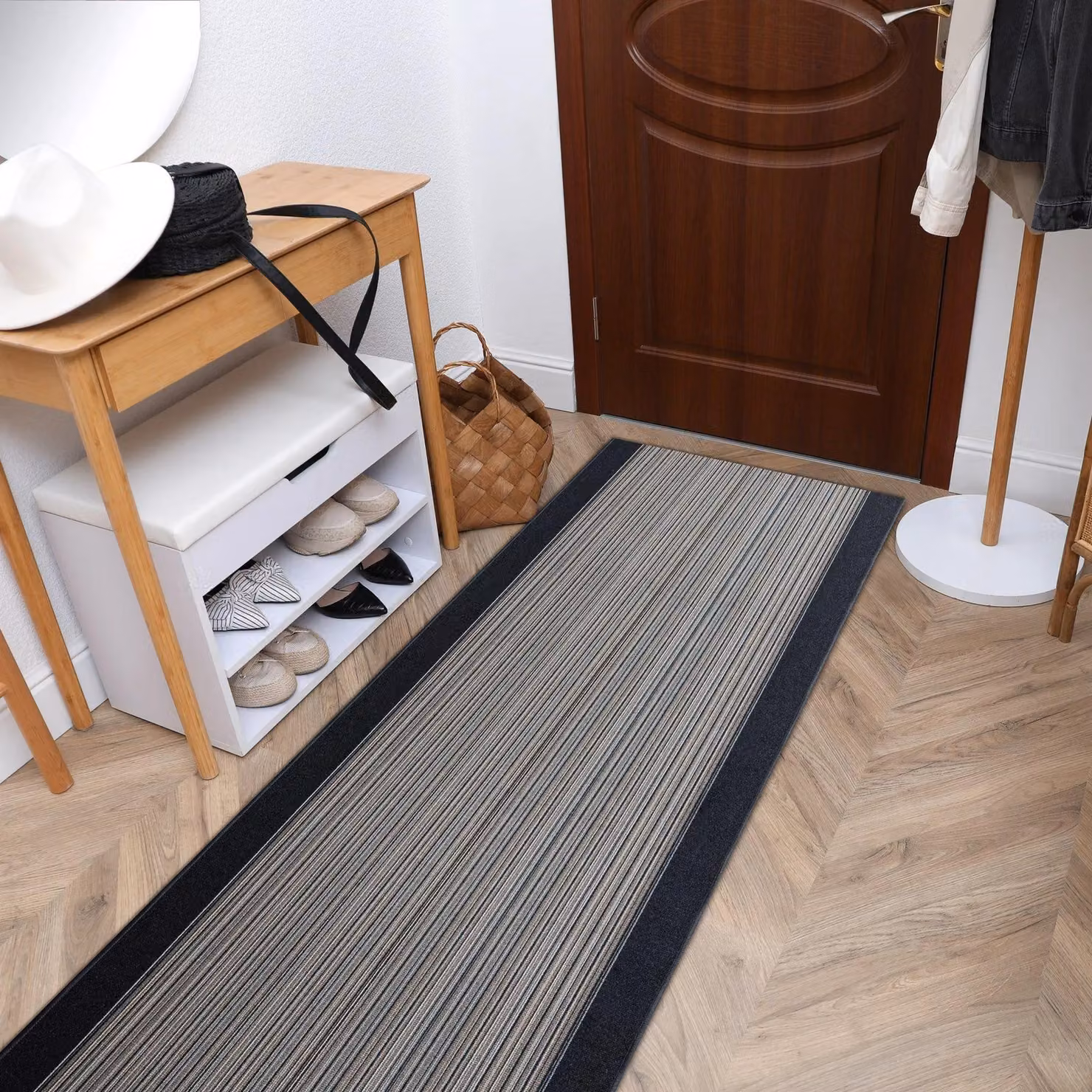 RugsX Carnaby Anti-Slip Striped Runner in Grey, W: 67 cm, L: 260 cm – 3