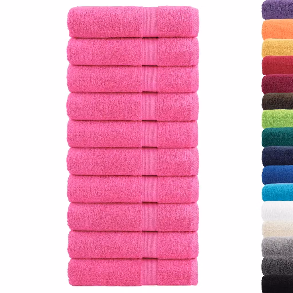 Berkfield Home SOLUND Premium Cotton Terry Shower Towels, Pink, 10 Pack, W: 70 cm, L: 140 cm, 600 gsm – 2
