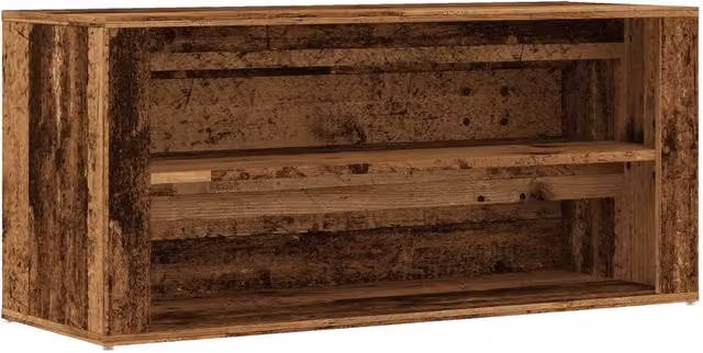 Berkfield Home Old Wood Shoe Bench in Brown, W/D/H: 100 x 35 x 45 cm