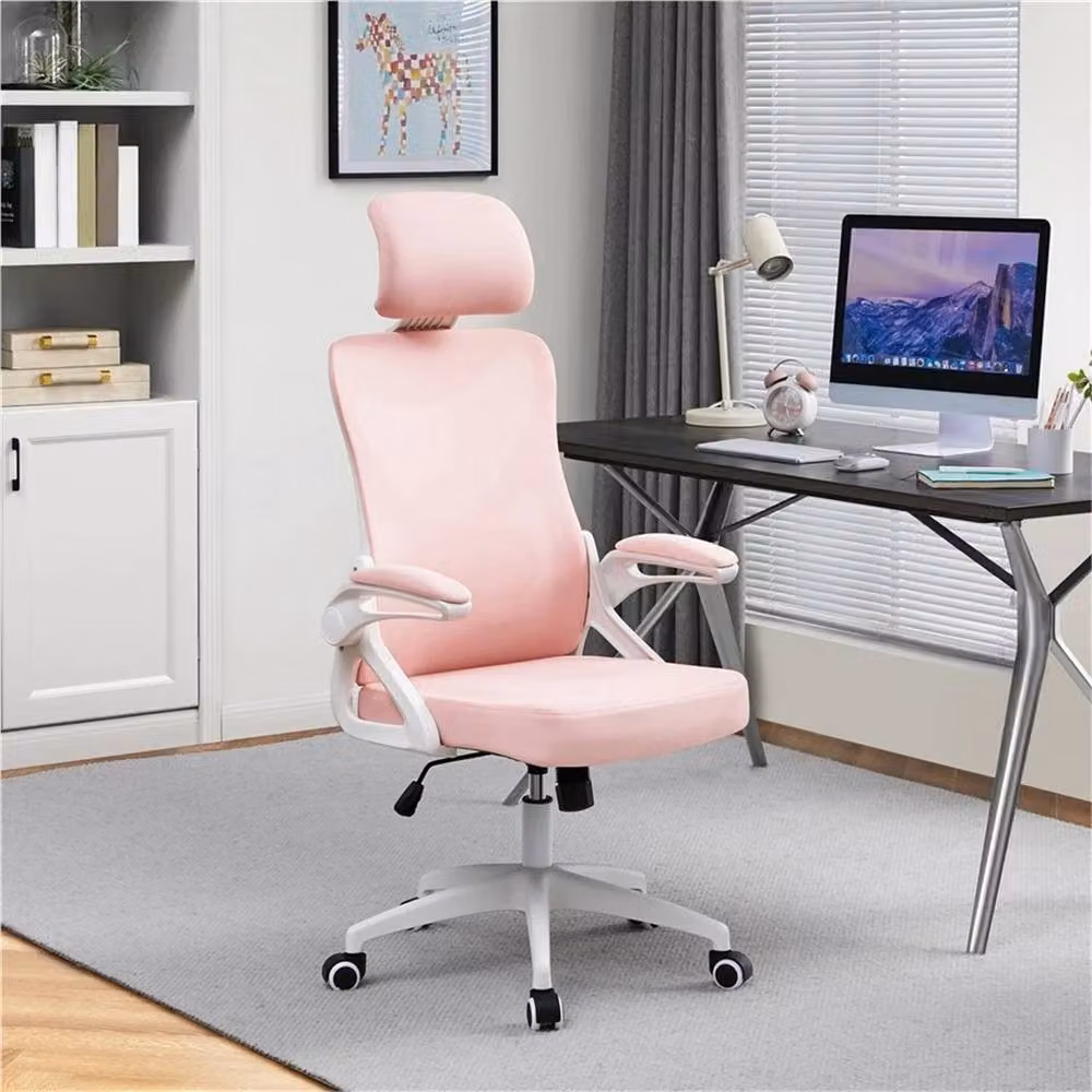 Kelvenix High Back Mesh Gaming and Office Chair in White and Pink with Headrest, Armrests and 360 Degree Swivel – 2