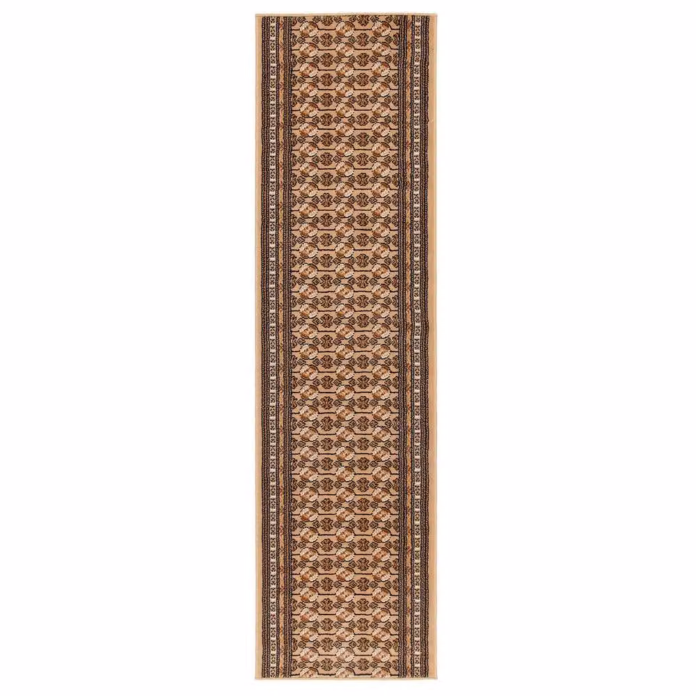Bravich LTD Bokhara Traditional Hallway Runner Rug, Non-Slip Low Pile Polypropylene in Beige, W: 60 cm, L: 900 cm – 3