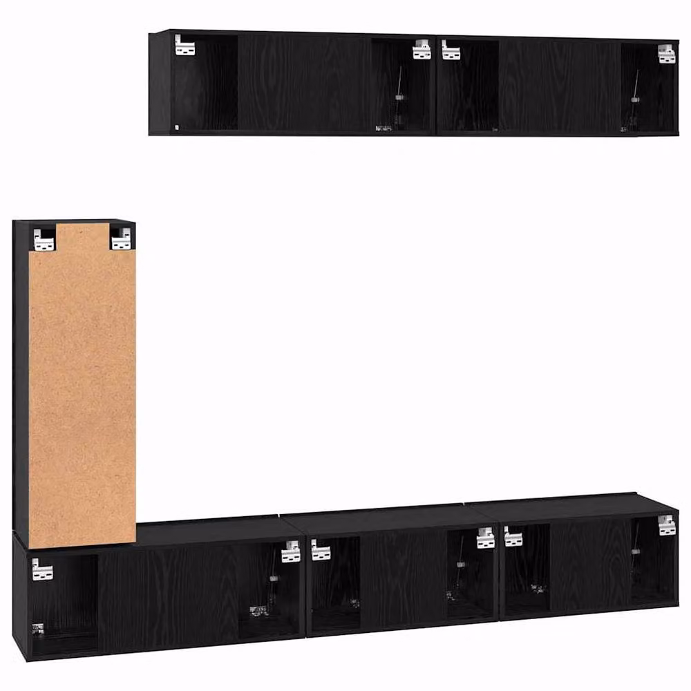 Berkfield Home Modern Wall-Mounted TV Cabinet Set with Storage and Shelving in Black – 6
