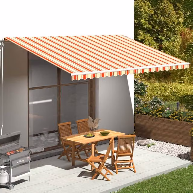 Berkfield Home Replacement Awning Fabric in Yellow and Orange, Polyester, W 5 m x D 3 m – 1