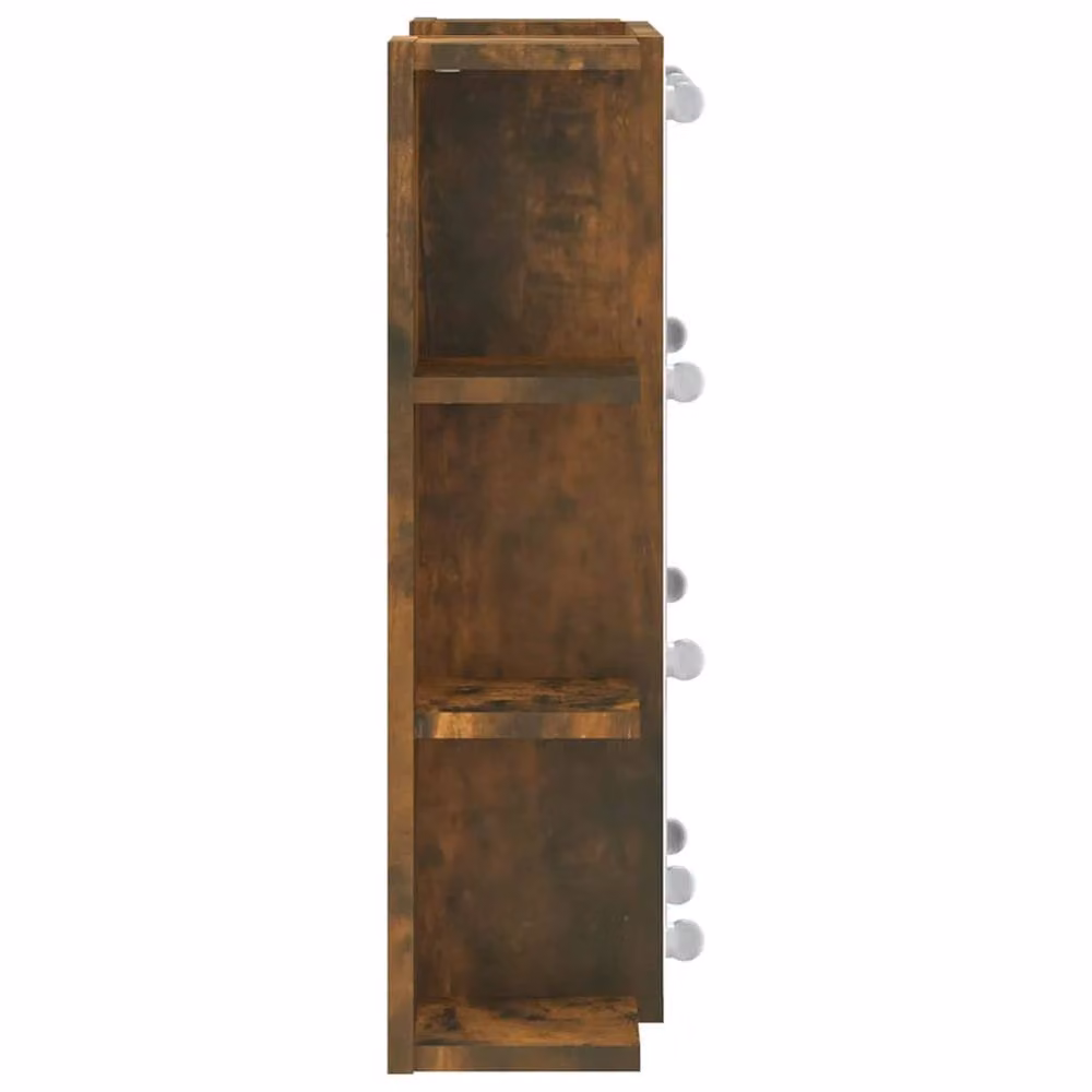 Berkfield Home Mirror Cabinet with LED Lighting in Smoked Oak Brown, W/D/H: 70 x 16.5 x 60 cm – 4