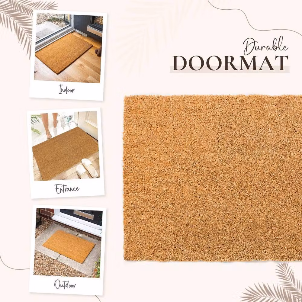 NESTLUNE Natural Coconut Coir Entrance Door Mat, Brown, W: 200 cm, D: 100 cm – 4