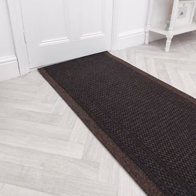 runrug Aztec Hallway Carpet Runner Rug in Dark Brown, W/D/H: 80 x 390 cm