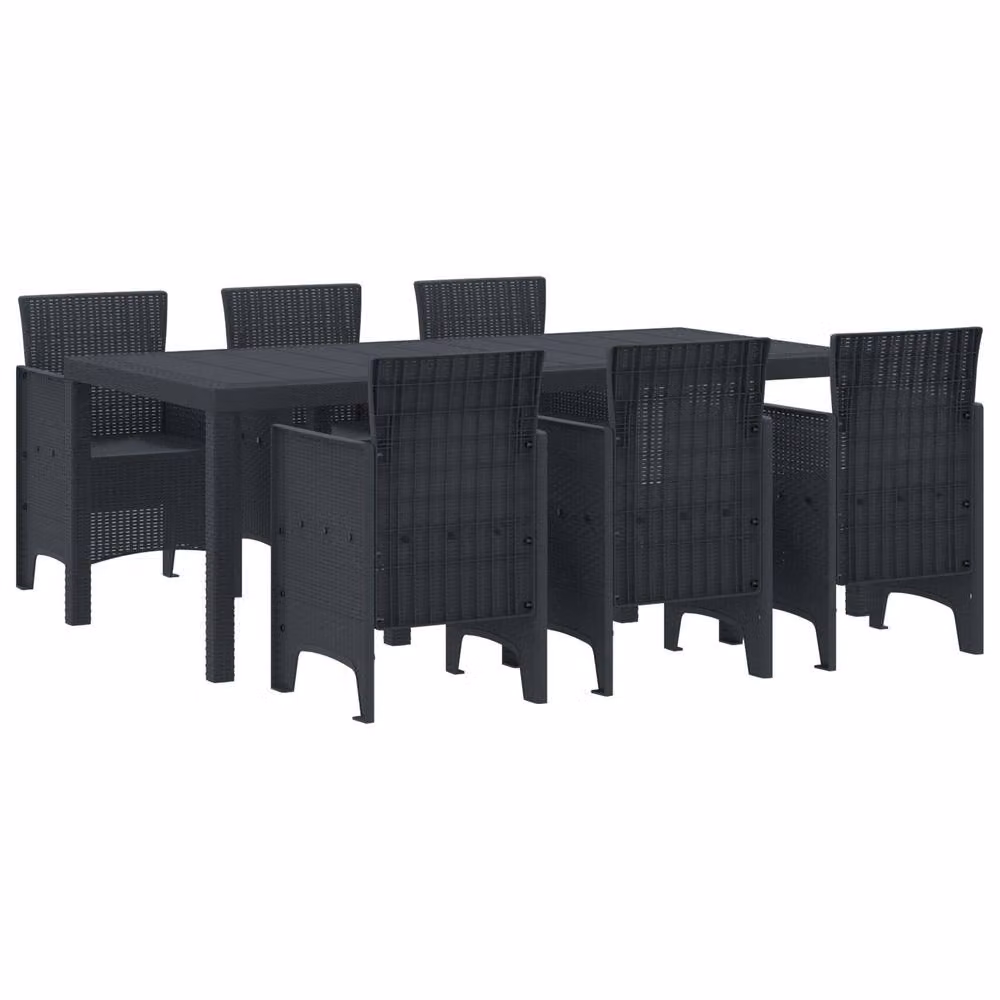 Berkfield Home 7 Piece Anthracite Poly Rattan Garden Dining Set – 2