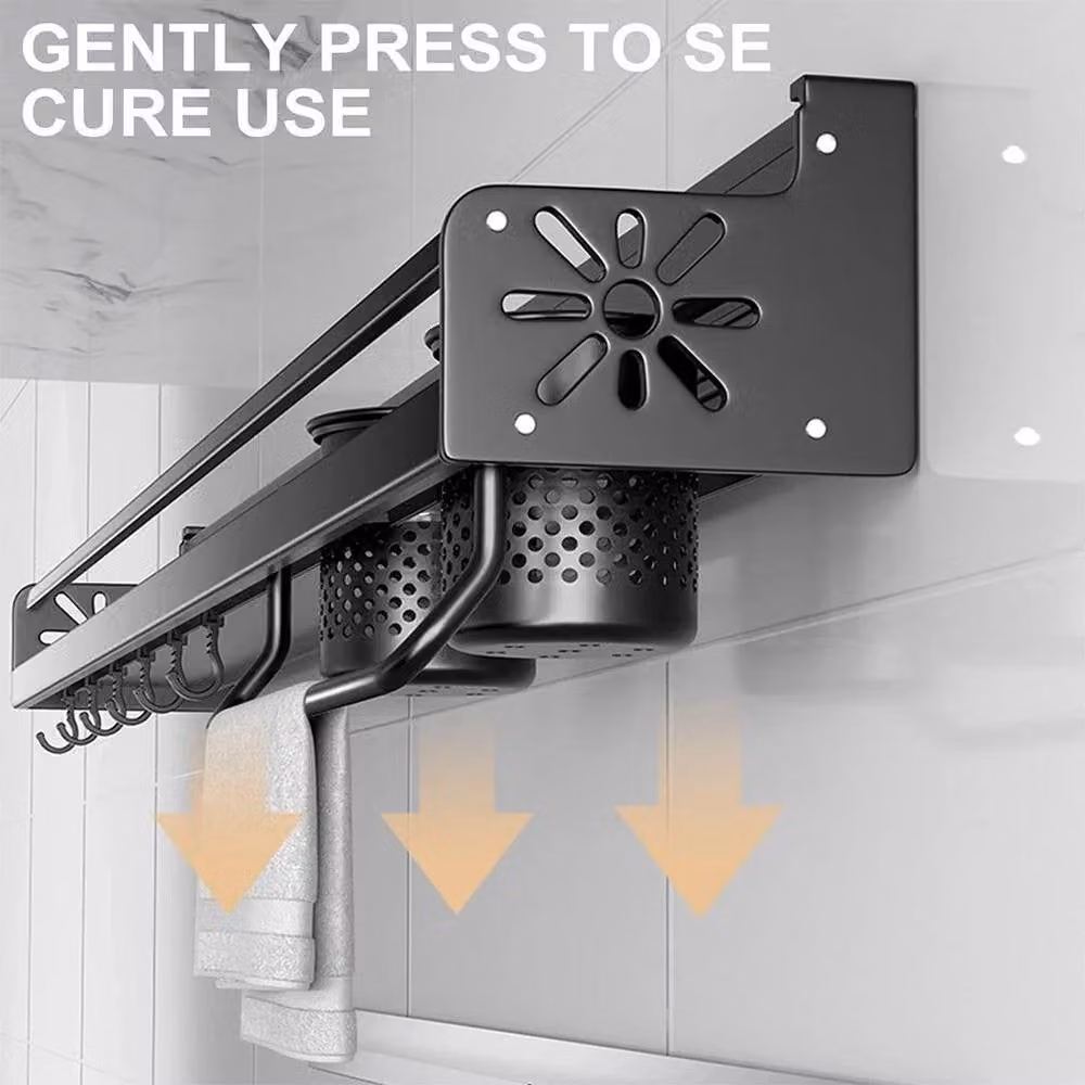 Kelvenix Wall Mounted Metal Kitchen Hook and Utensil Rack in Black – 4