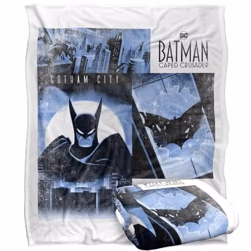 LOGOVISION Batman Caped Crusader Animated Series Gotham Square Super Soft Silky Touch Fleece Throw Blanket, Multicolour, W: 152.0 cm, D: 127.0 cm
