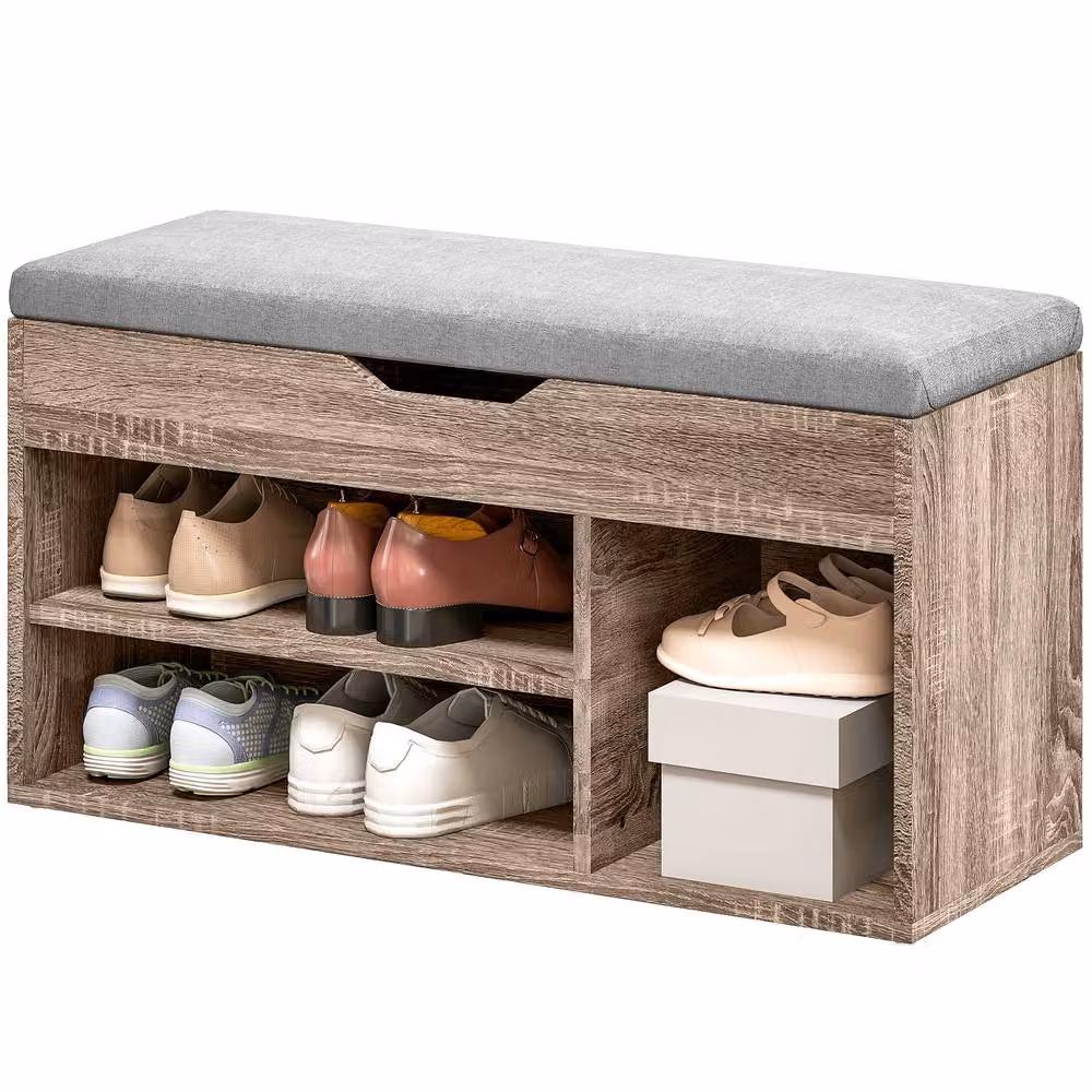 STILVORA Grey Shoe Cabinet Bench with Hidden Storage – 2