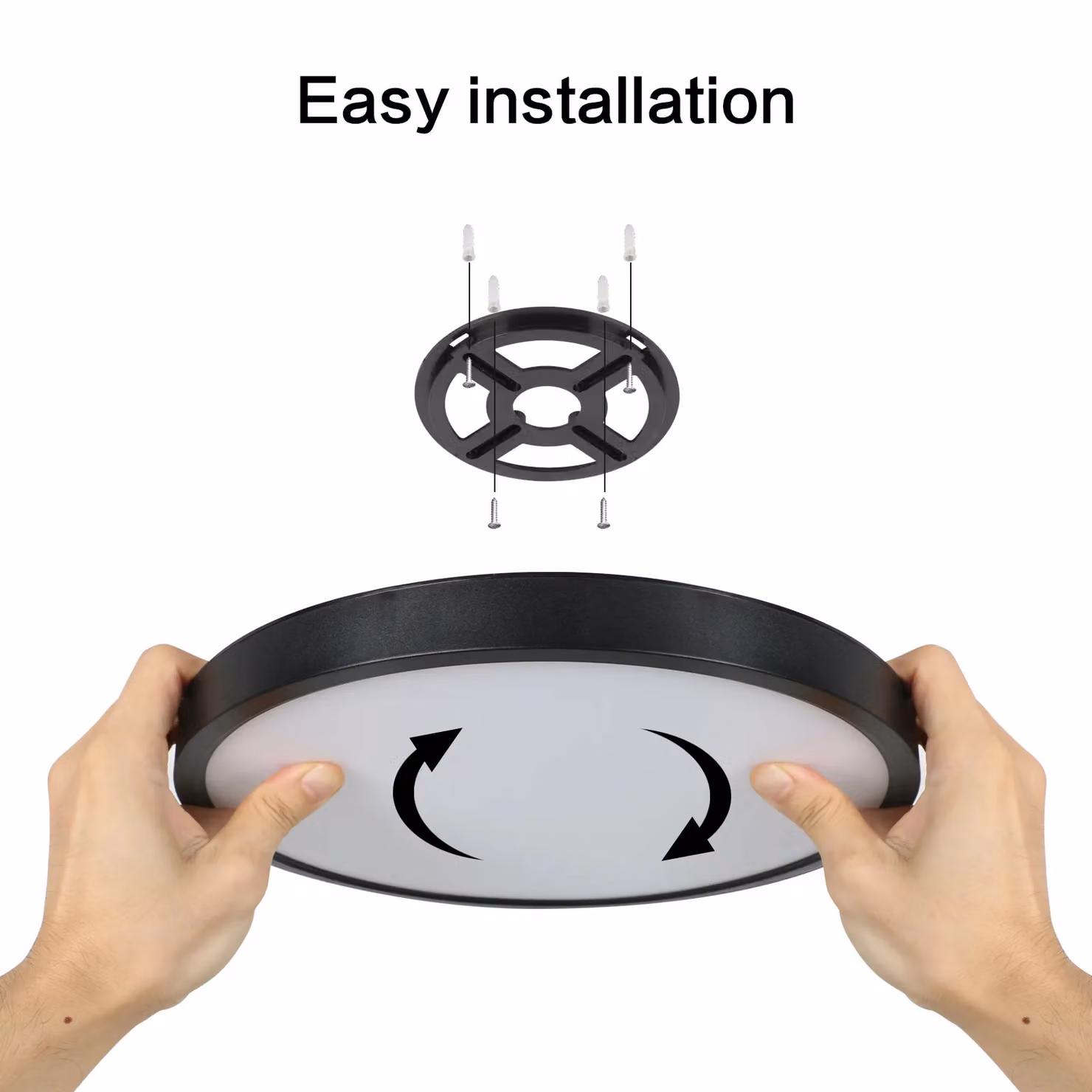 Pheashine Black Round LED Ceiling Light, 24W, 6500K Cool White, Diameter: 30 cm – 3