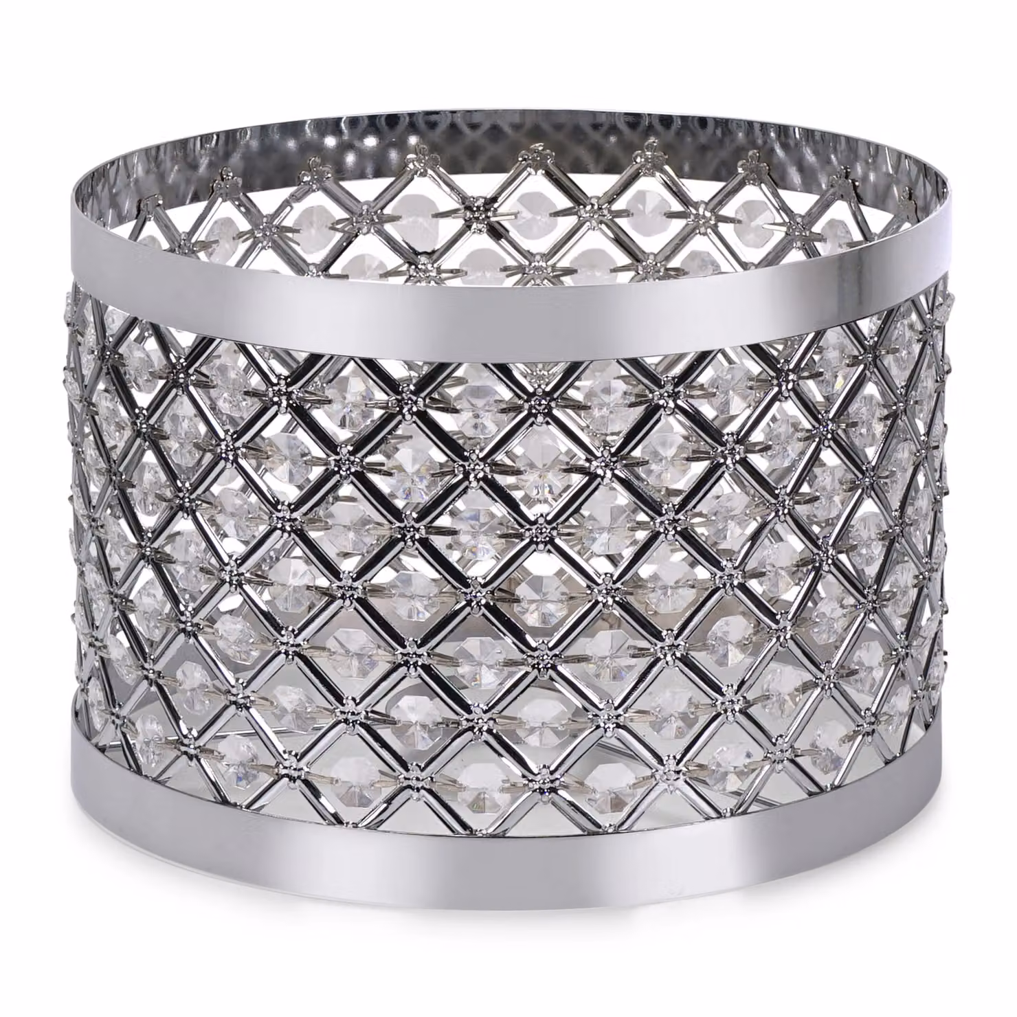 ValueLights Hadley Silver Multi-Colour Jewel Drum Lampshade, Width: 24 cm – 2