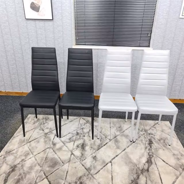 Kosy Koala Set of 4 Modern White Synthetic Leather Dining Chairs with Metal Legs