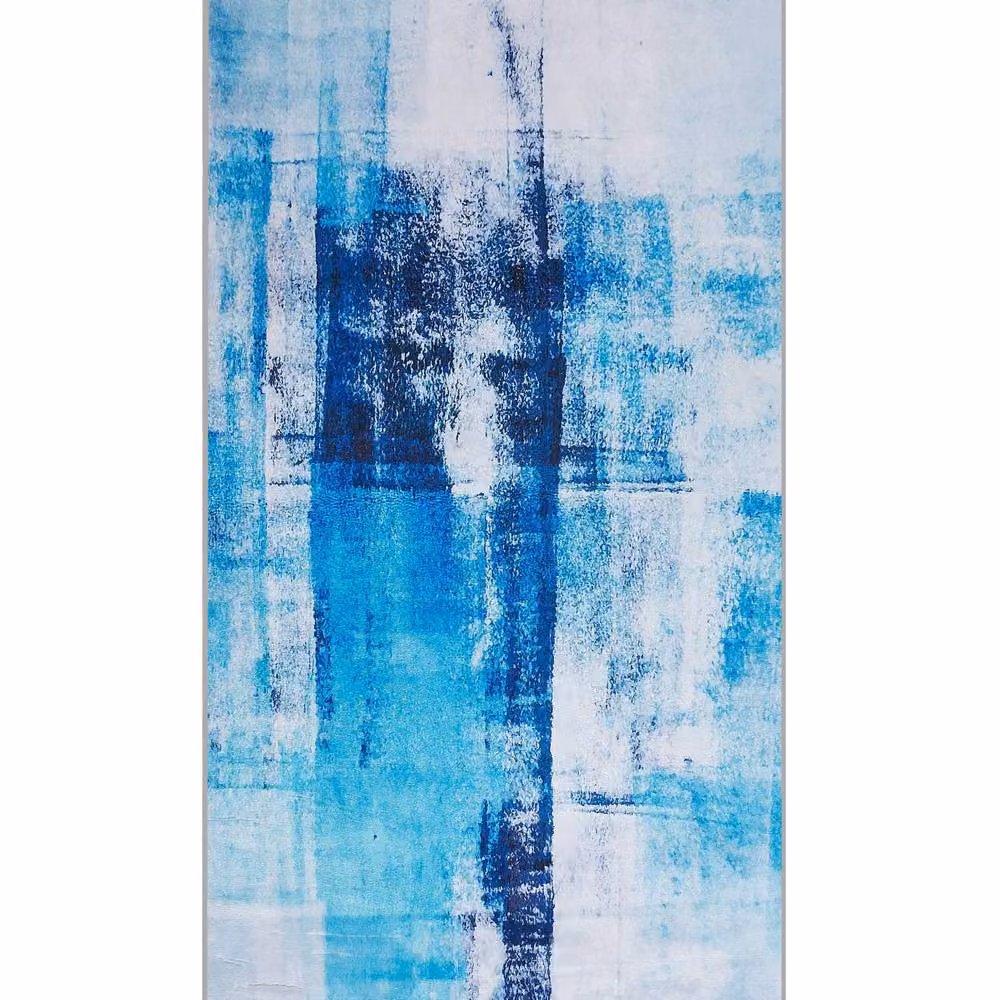 Wyld and Coco Blue Multicolour Abstract 3D Print Low-Pile Rectangular Rug, W: 80 cm, L: 150 cm – 2
