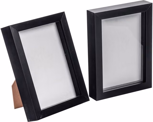 Nicola Spring Pack of 2 Black Modern Rectangular 3D Box Photo Frames