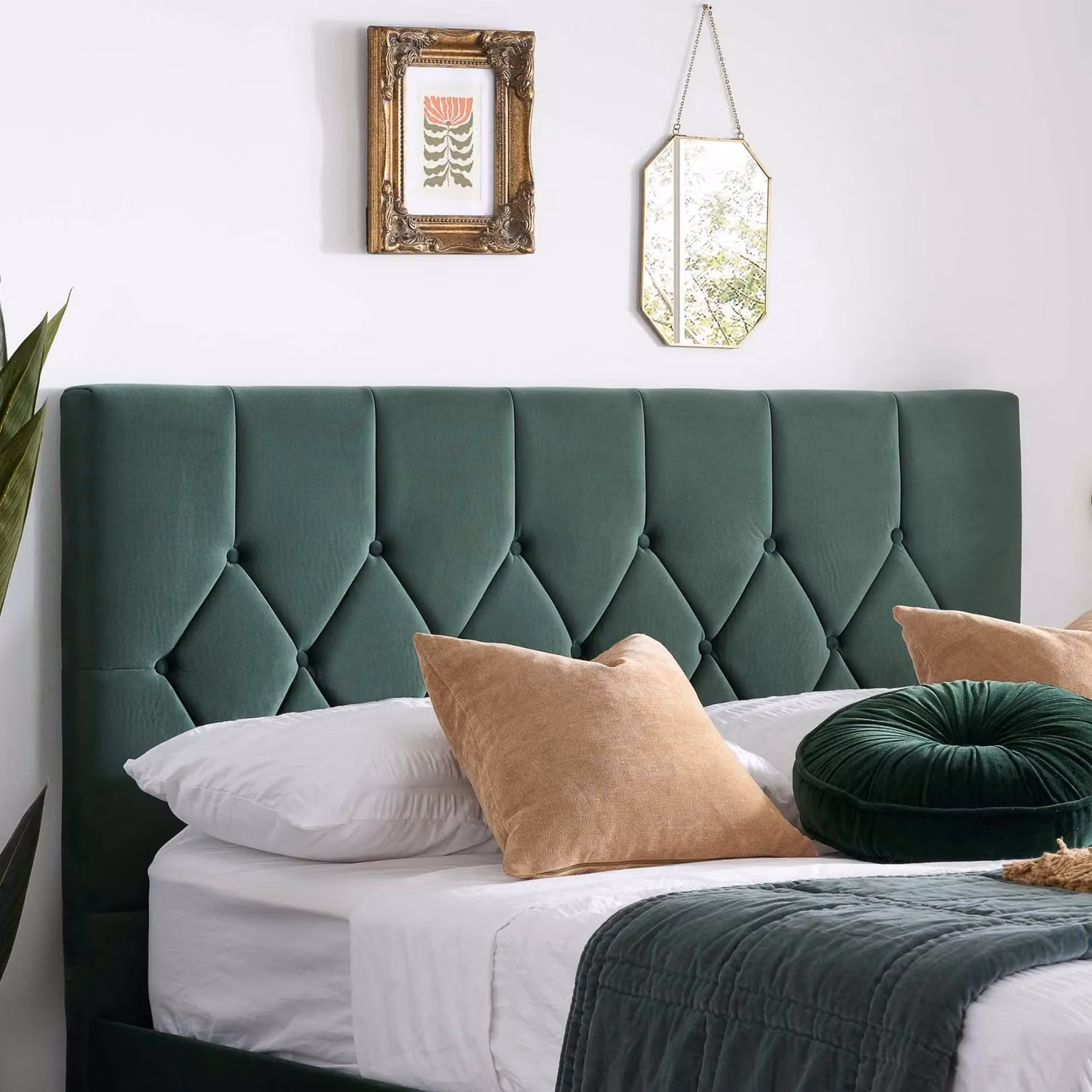 Birlea Loxley Upholstered Velvet Bed in Green, Size: 140 x 200 cm – 2