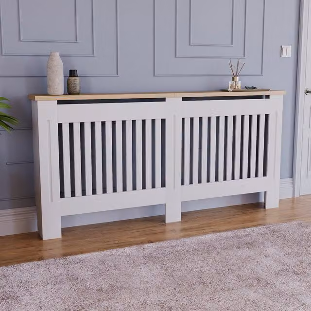 Vida Designs Arlington Radiator Cover in White, W/D/H: 172 x 83 x 19 cm