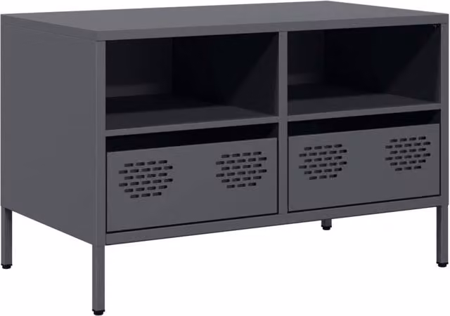 Berkfield Home Anthracite TV Cabinet in Dark Grey Matt Metal, W/D/H: 68 x 39 x 43.5 cm – 1