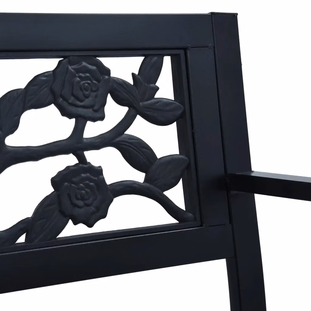 Berkfield Home Vintage Floral Garden Bench in Matt Black Steel and Plastic, Width: 125 cm – 4