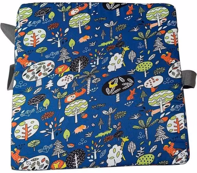 PAWNORA Forest Animal Sponge Pad Seat Cushion in Blue with Polyester Ties