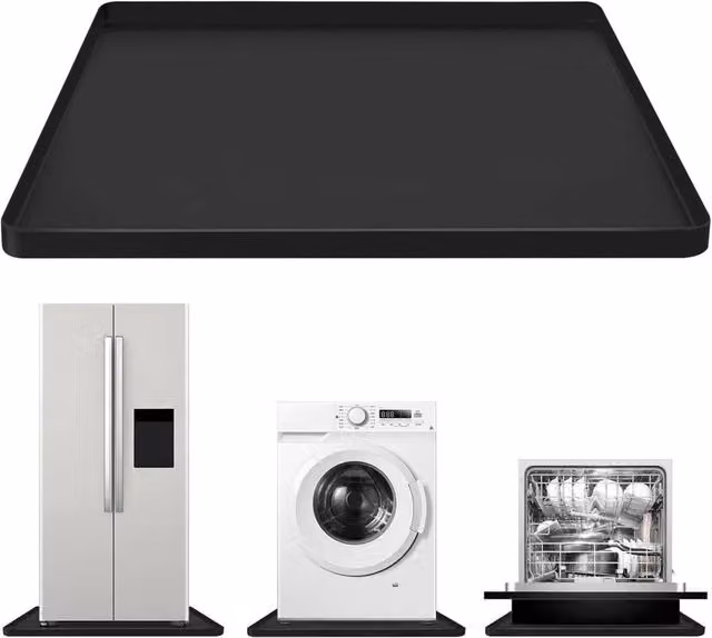 Ventryn Non-Slip Waterproof Silicone Washing Machine Top Protector Mat in Grey and Black