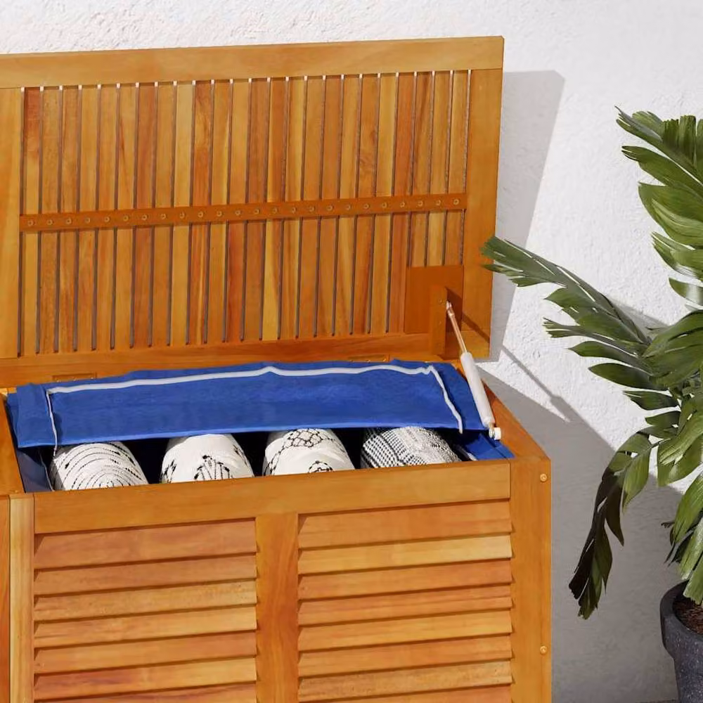 Berkfield Home Garden Storage Box with Louver in Brown Solid Acacia Wood, W/D/H: 150 x 50 x 56 cm – 2